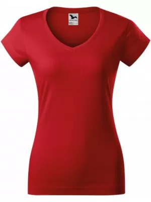 Damen-T-Shirt MALFINI FIT V-NECK 162 ROT