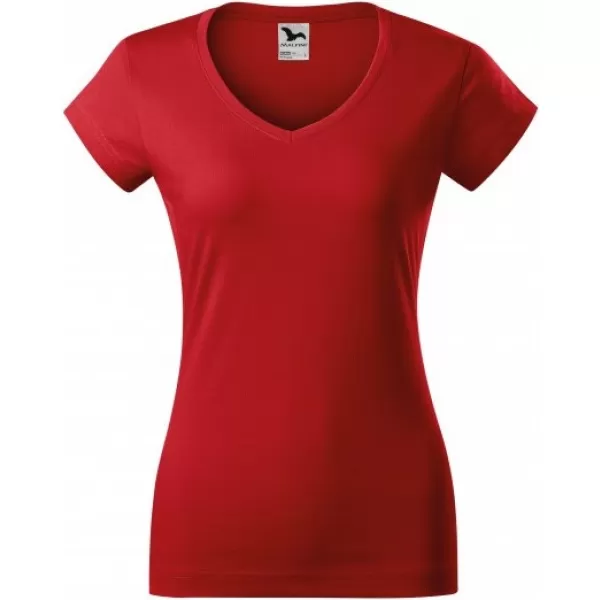  Damen-T-Shirt MALFINI FIT V-NECK 162 ROT 