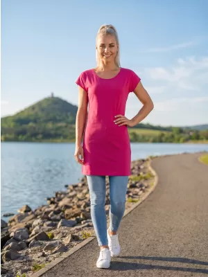 Langes T-Shirt für Damen MALFINI LOVE 123 MAGENTA