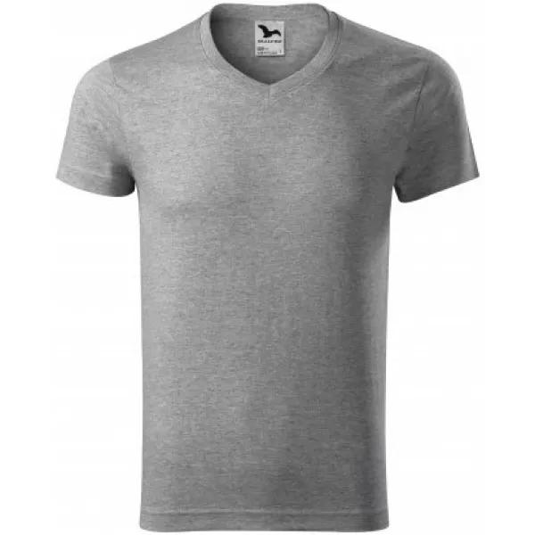  Herren-T-Shirt MALFINI SLIM FIT V-NECK 146 DUNKELGRAUE HIGHLIGHTS 