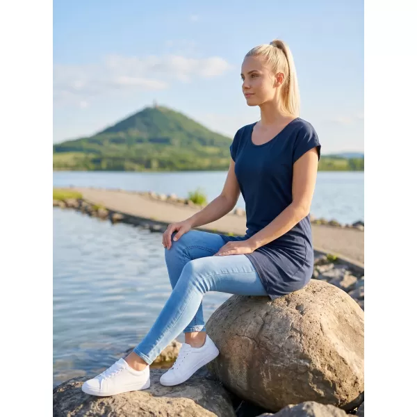  Langes T-Shirt für Damen MALFINI LOVE 123 MARINEBLAU 