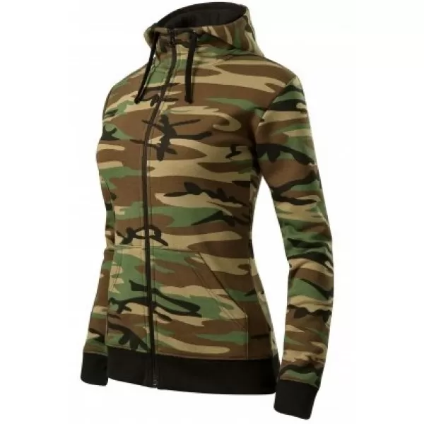  Damen-Sweatshirt MALFINI CAMO ZIPPER C20 TARNBRAUN 