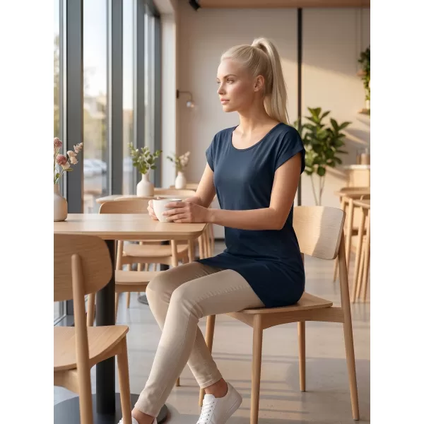  Langes T-Shirt für Damen MALFINI LOVE 123 MARINEBLAU 