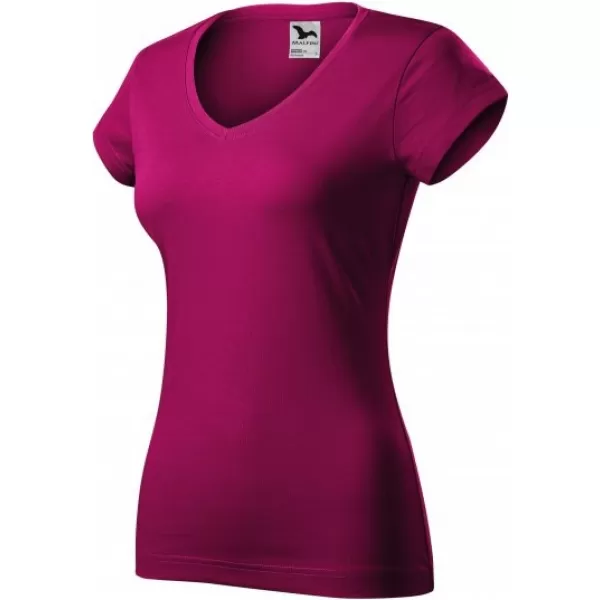  Damen-T-Shirt MALFINI FIT V-NECK 162 FUCHSIAROT 