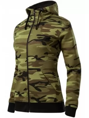 Damen-Sweatshirt MALFINI CAMO ZIPPER C20 TARNGRÜN