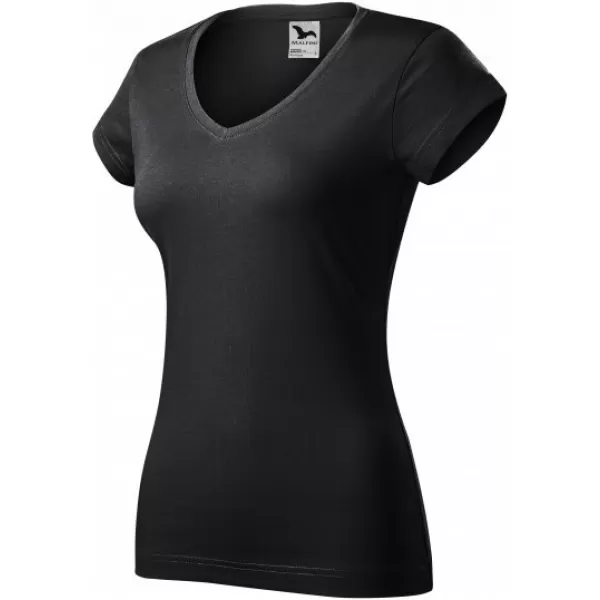  Damen-T-Shirt MALFINI FIT V-NECK 162 EBENHOLZGRAU 