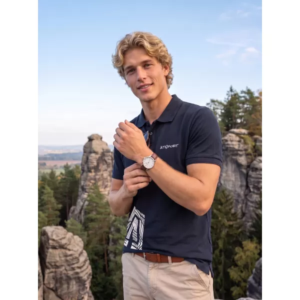  Herren-T-Shirt mit Kragen ALTISPORT ALM013203 NAVY BLAU 