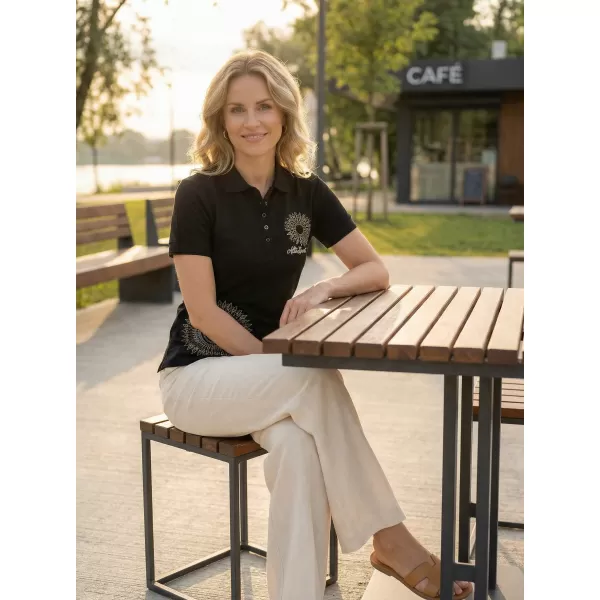  Damen-T-Shirt mit Kragen ALTISPORT ALW024210 SCHWARZ UND GOLD 