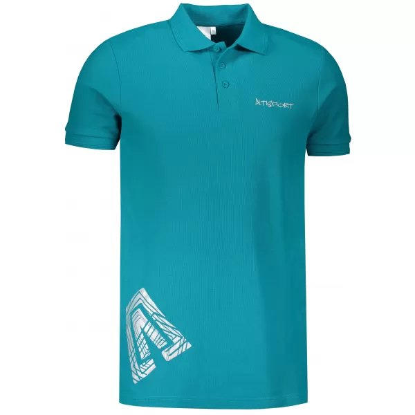  Herren-T-Shirt mit Kragen ALTISPORT ALM013203 DUNKLES TÜRKIS 