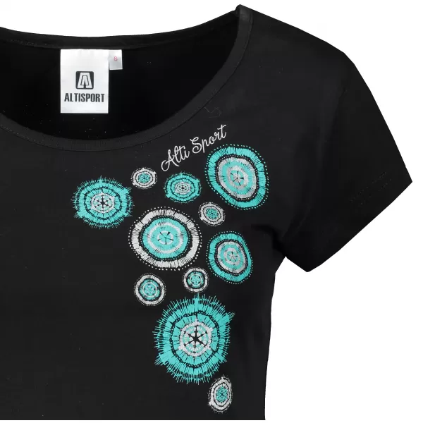  Damen-T-Shirt ALTISPORT ALW053122 SCHWARZ TÜRKIS 