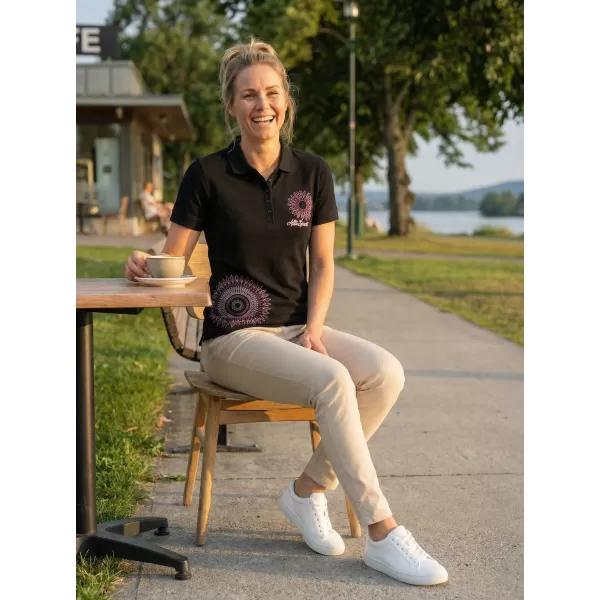  Damen-T-Shirt mit Kragen ALTISPORT ALW024210 SCHWARZ ROSA 
