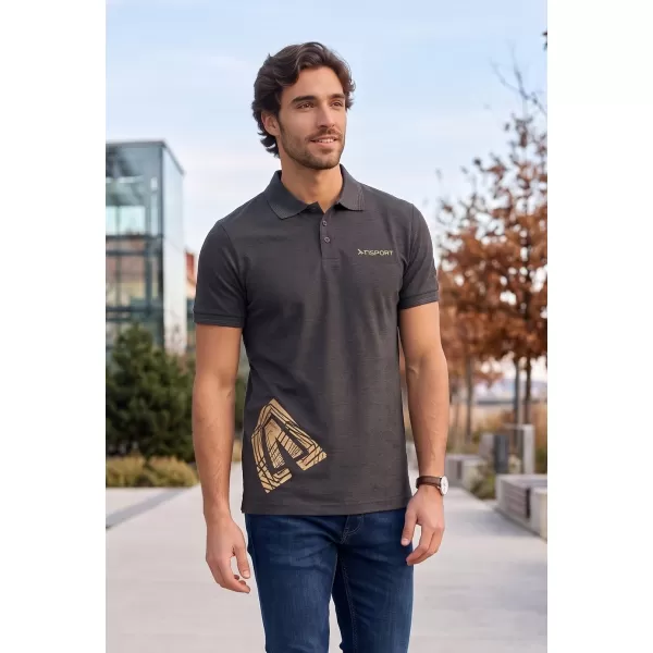  Herren-T-Shirt mit Kragen ALTISPORT ALM013203 ANTHRAZIT-HIGHLIGHT 