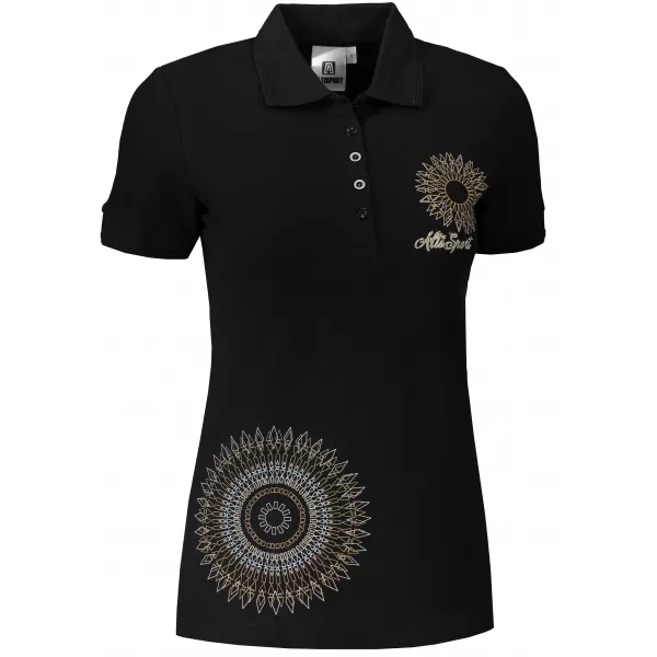  Damen-T-Shirt mit Kragen ALTISPORT ALW024210 SCHWARZ UND GOLD 