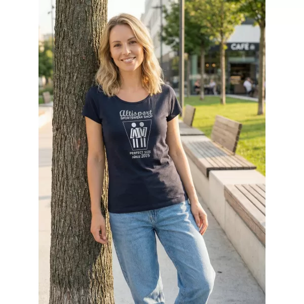 Damen-T-Shirt ALTISPORT ALW049122 MARINEBLAU/SILBER 