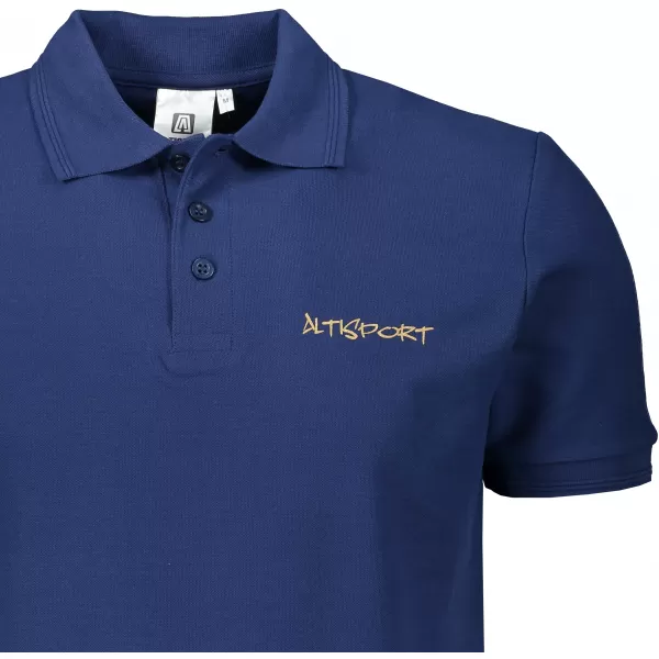  Herren-T-Shirt mit Kragen ALTISPORT ALM013203 MITTERNACHTSBLAU/GOLD 