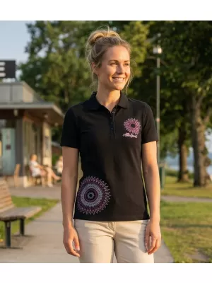 Damen-T-Shirt mit Kragen ALTISPORT ALW024210 SCHWARZ ROSA