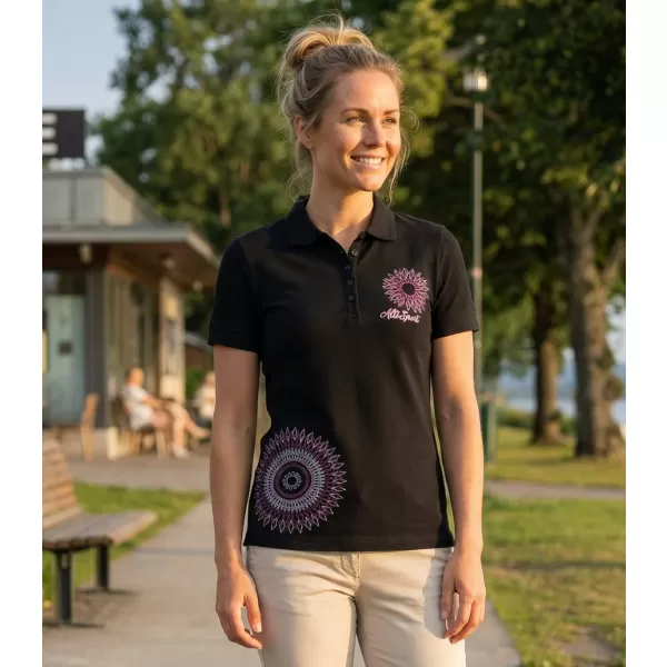  Damen-T-Shirt mit Kragen ALTISPORT ALW024210 SCHWARZ ROSA 