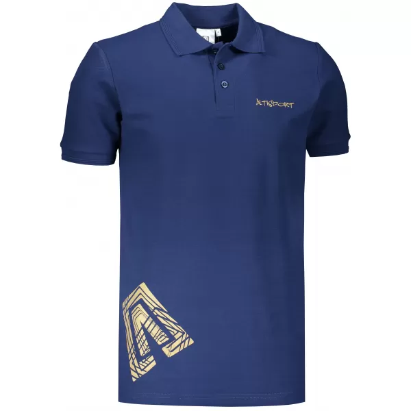  Herren-T-Shirt mit Kragen ALTISPORT ALM013203 MITTERNACHTSBLAU/GOLD 