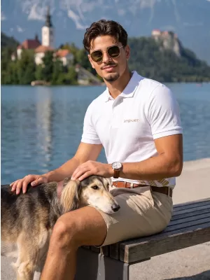 Herren-T-Shirt mit Kragen ALTISPORT ALM013203 WEIß