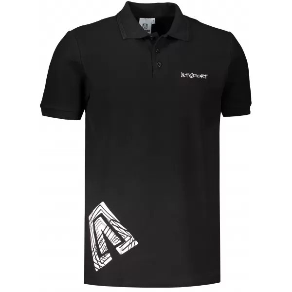  Herren-T-Shirt mit Kragen ALTISPORT ALM013203 SCHWARZ UND WEIß 