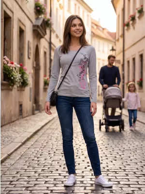 Dámské triko s dlouhým rukávem ALTISPORT CARRYOVER ALW029169 TMAVĚ ŠEDÝ MELÍR
