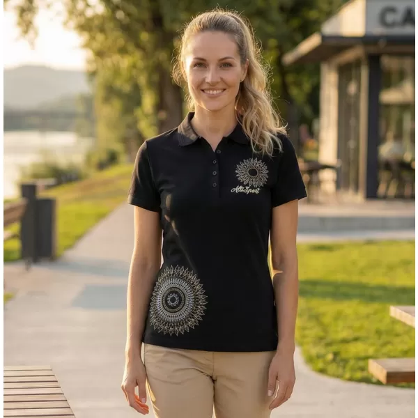  Damen-T-Shirt mit Kragen ALTISPORT ALW024210 NAVY BLAU 