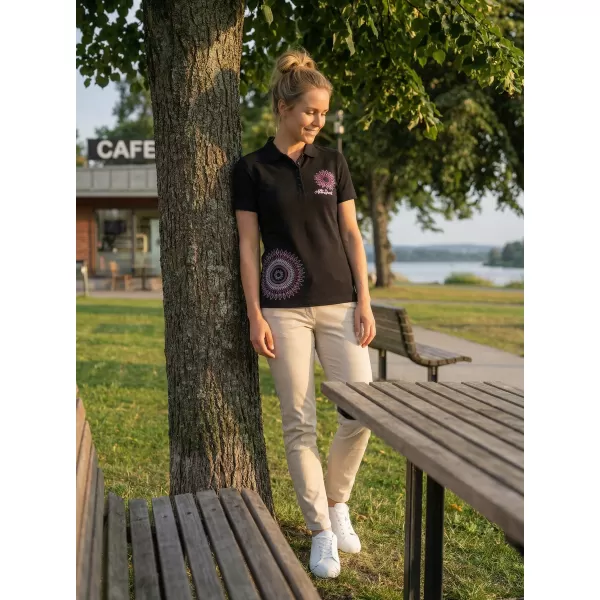  Damen-T-Shirt mit Kragen ALTISPORT ALW024210 SCHWARZ ROSA 