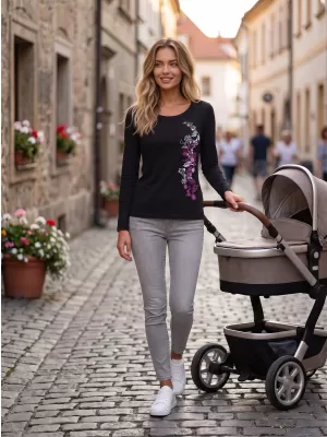 Dámské triko s dlouhým rukávem ALTISPORT CARRYOVER ALW029169 ČERNORŮŽOVÁ