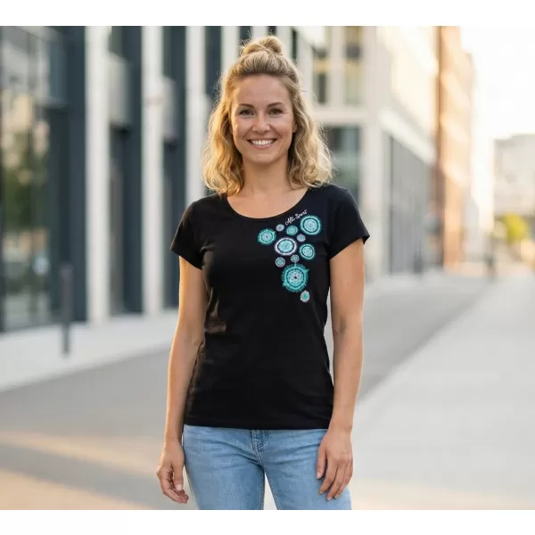  Damen-T-Shirt ALTISPORT ALW053122 SCHWARZ TÜRKIS 