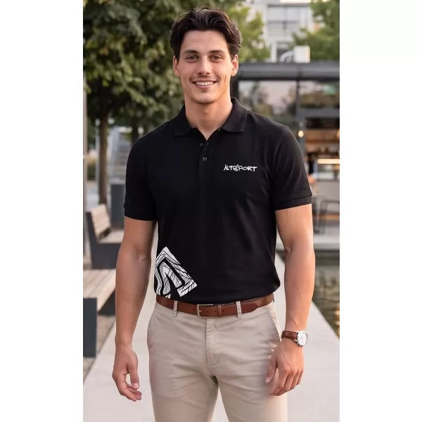  Herren-T-Shirt mit Kragen ALTISPORT ALM013203 SCHWARZ UND WEIß 