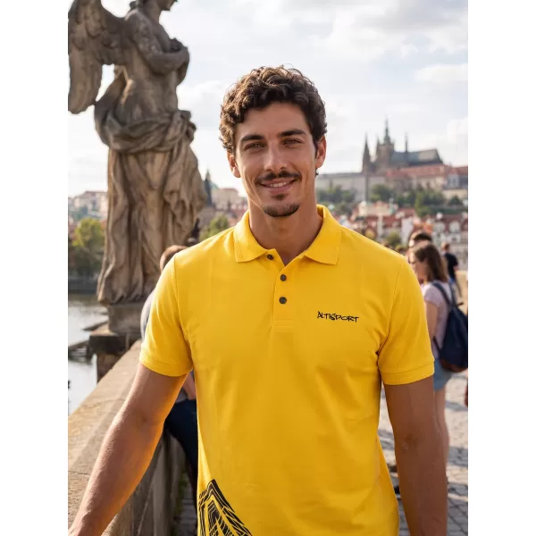  Herren-T-Shirt mit Kragen ALTISPORT ALM013203 GELB 