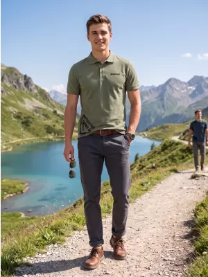 Herren-T-Shirt mit Kragen ALTISPORT ALM013203 KHAKI