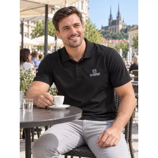  Herren-Funktions-T-Shirt mit Kragen ALTISPORT ALM006217 SCHWARZ 
