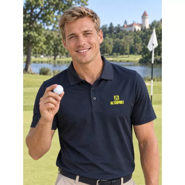  Herren-Funktions-T-Shirt mit Kragen ALTISPORT ALM006217 NAVY BLAU 