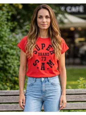 Frauen t -Shirt mit kurzen Ärmeln SAM 73 ROBYN WT 814 ROT