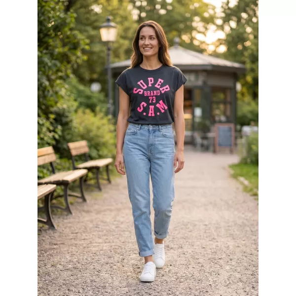  Frauen t -Shirt mit kurzen Ärmeln SAM 73 ROBYN WT 814 SCHWARZ 