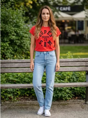 Frauen t -Shirt mit kurzen Ärmeln SAM 73 ROBYN WT 814 ROT