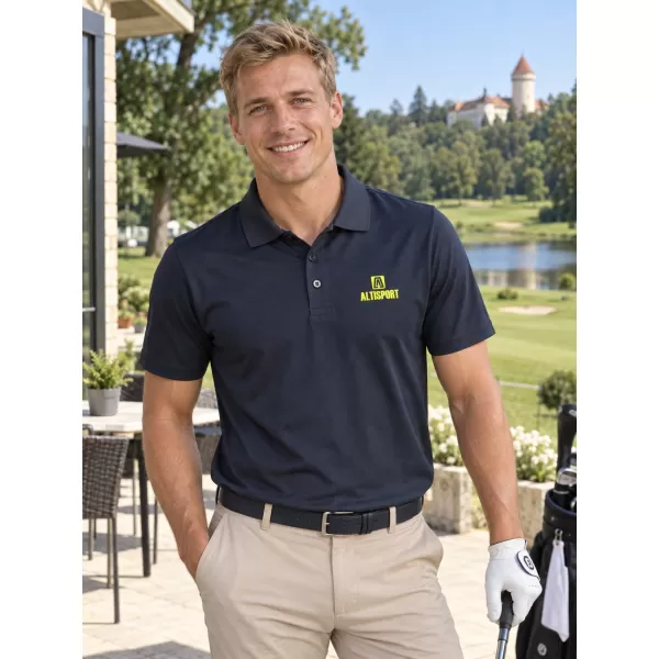  Herren-Funktions-T-Shirt mit Kragen ALTISPORT ALM006217 NAVY BLAU 