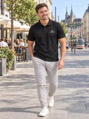 Herren-Funktions-T-Shirt mit Kragen ALTISPORT ALM006217 SCHWARZ