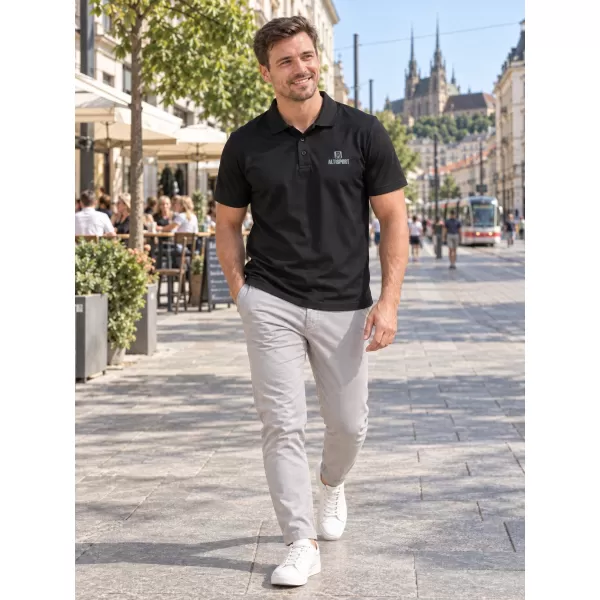  Herren-Funktions-T-Shirt mit Kragen ALTISPORT ALM006217 SCHWARZ 
