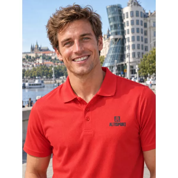  Herren-Funktions-T-Shirt mit Kragen ALTISPORT ALM006217 ROT 