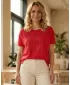 Frauen t -Shirt mit kurzen Ärmeln SAM 73 NINA WT 818 ROT