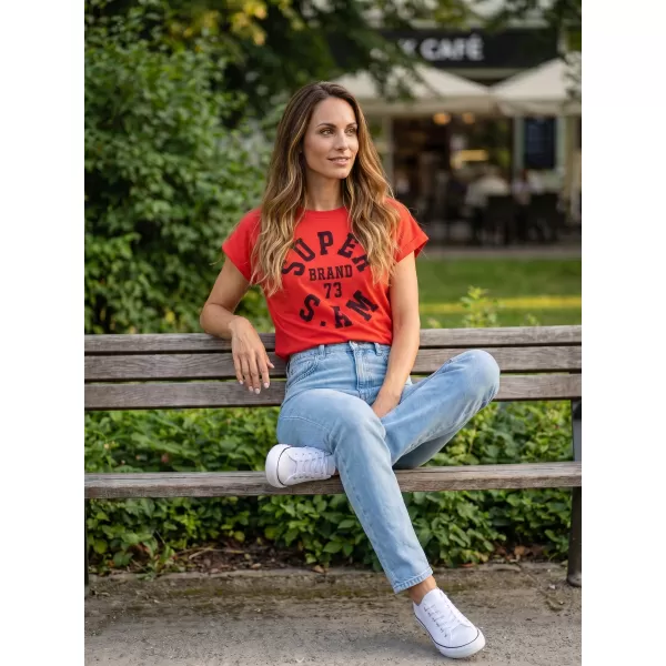  Frauen t -Shirt mit kurzen Ärmeln SAM 73 ROBYN WT 814 ROT 