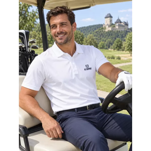  Herren-Funktions-T-Shirt mit Kragen ALTISPORT ALM006217 WEIß 