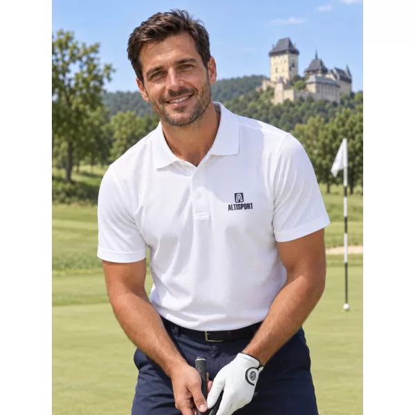  Herren-Funktions-T-Shirt mit Kragen ALTISPORT ALM006217 WEIß 