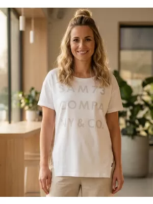 Frauen t -Shirt mit kurzen Ärmeln SAM 73 NINA WT 818 WEIß