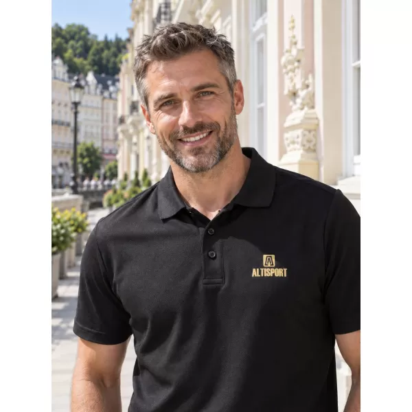  Herren-Funktions-T-Shirt mit Kragen ALTISPORT ALM006217 SCHWARZ UND GOLD 