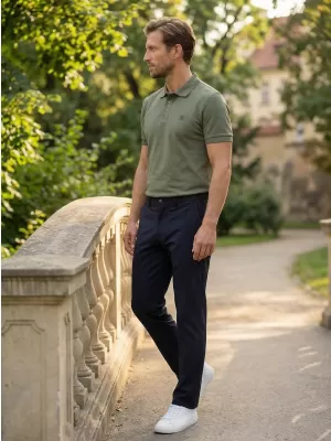 Pánské triko s límečkem ALTISPORT CARRYOVER ALM065203 KHAKI