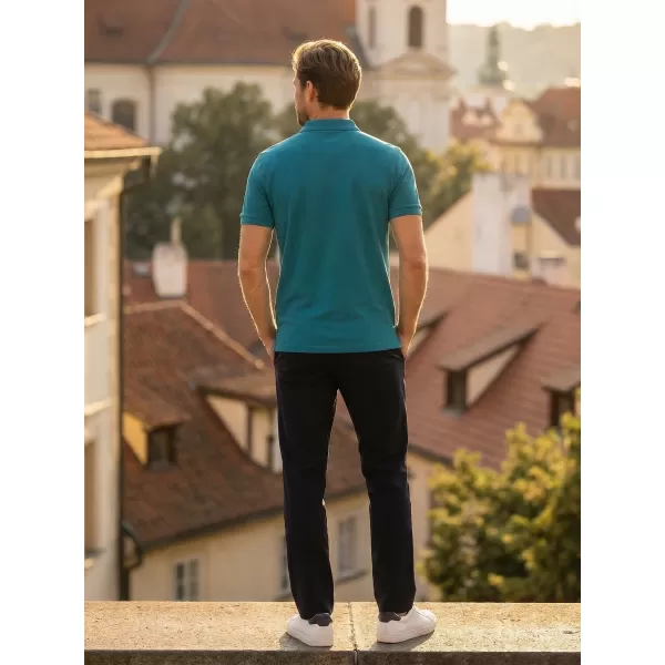  Pánské triko s límečkem ALTISPORT CARRYOVER ALM065203 TMAVÝ TYRKYS 