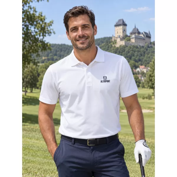  Herren-Funktions-T-Shirt mit Kragen ALTISPORT ALM006217 WEIß 